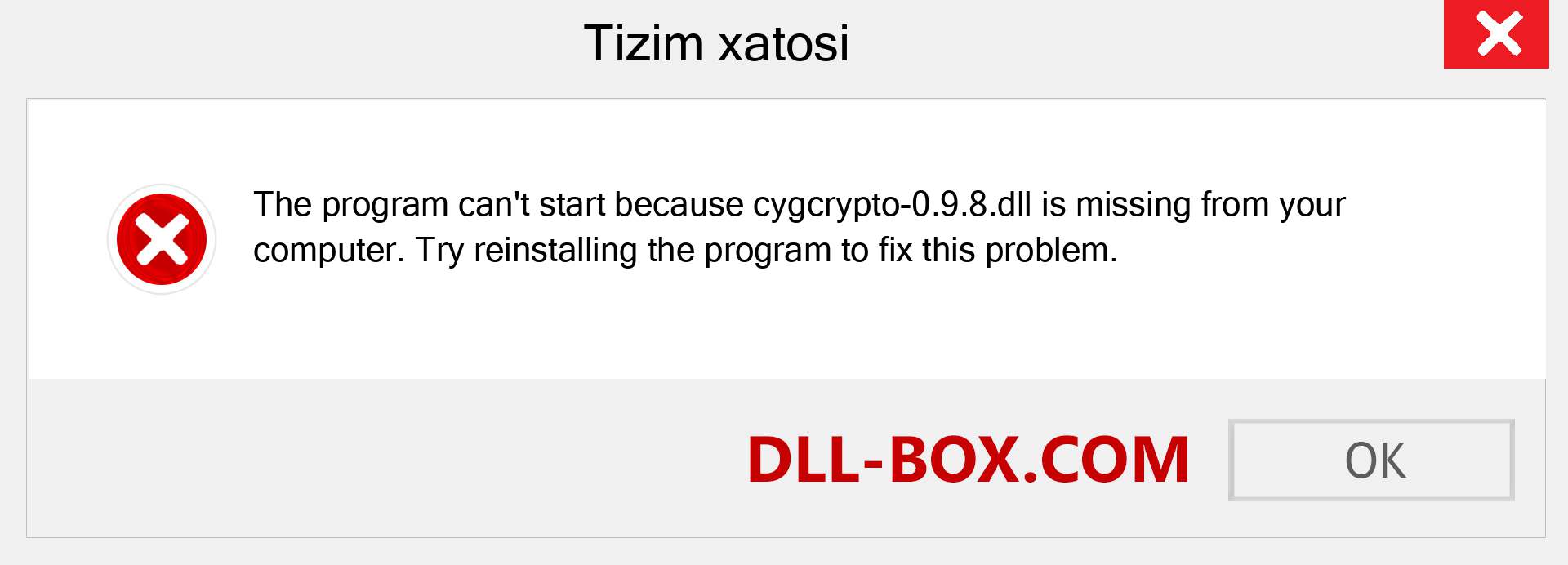 cygcrypto-0.9.8.dll fayli yo'qolganmi?. Windows 7, 8, 10 uchun yuklab olish - Windowsda cygcrypto-0.9.8 dll etishmayotgan xatoni tuzating, rasmlar, rasmlar